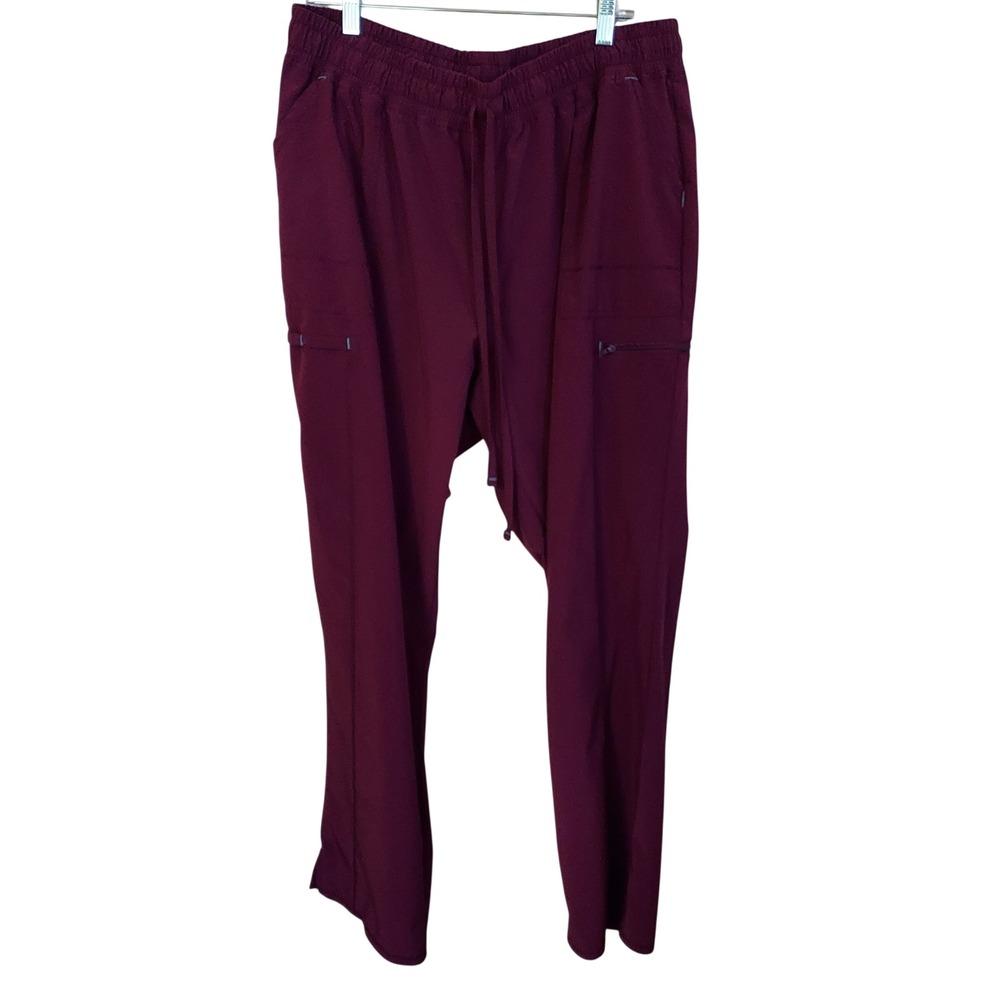 Scrubstar Wine Red Performance Scrub Pants 2XL Drawstring Cargo Healthcare
